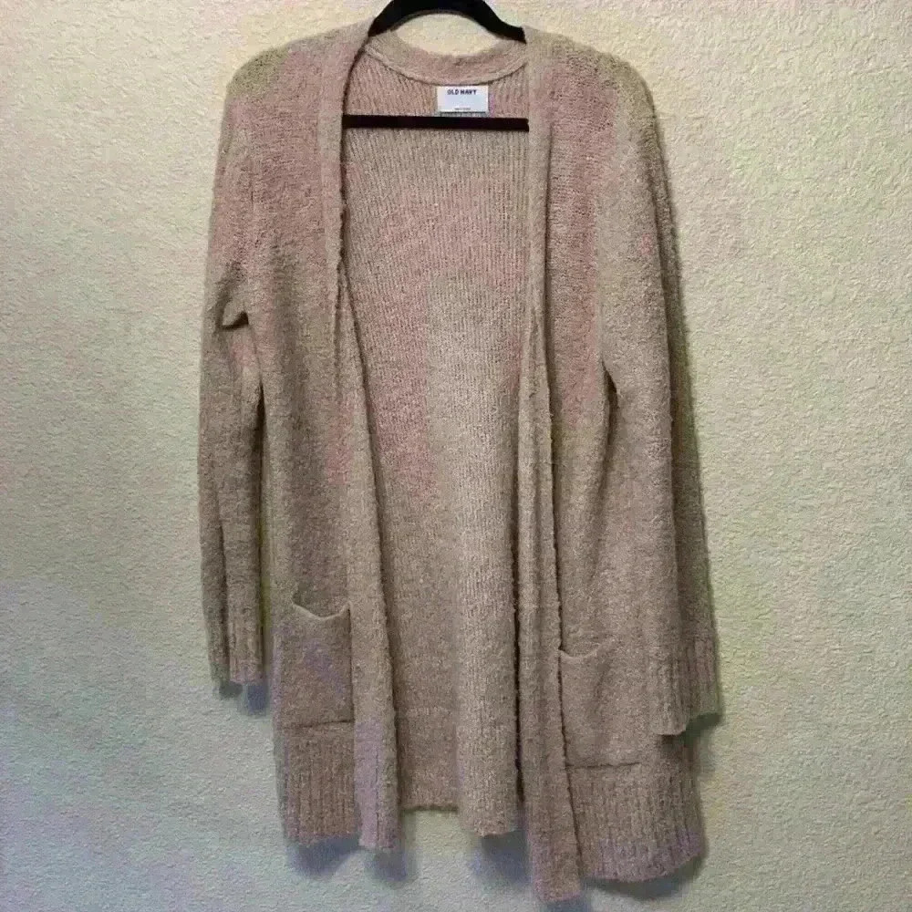 Old Navy long muted pink cardigan sz L fall winter oversized Valentines teacher